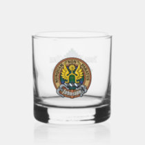 Clan Johnston Crest over Tartan Whiskey Glass