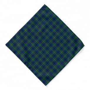 Clan Johnston Green, Blue and Yellow Tartan Bandana