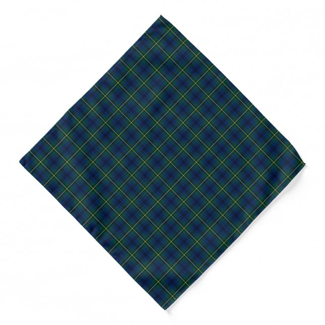 Clan Johnston Green, Blue and Yellow Tartan Bandana (Front)