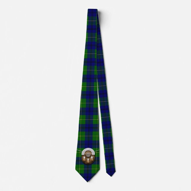Clan Johnston Tartan And Sporran Neck Tie (Front)