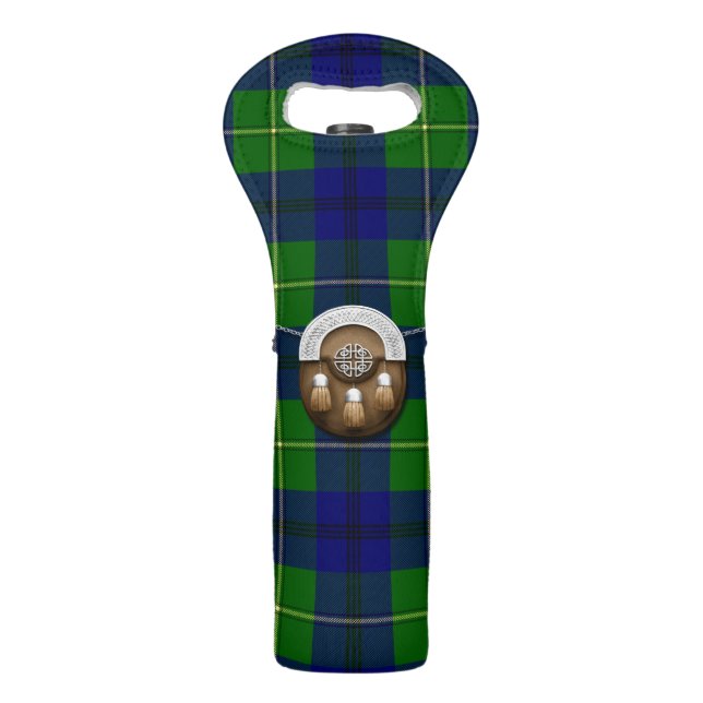 Clan Johnston Tartan And Sporran Wine Bag (Front)