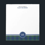 Clan Johnston Tartan Blue and Green Plaid Monogram Notepad<br><div class="desc">Personalized note pad with a plaid border and monogram. Features the Johnston family clan tartan pattern. Traditional vintage Scottish plaid from 1842 in blue and green,  with black and yellow accents.</div>