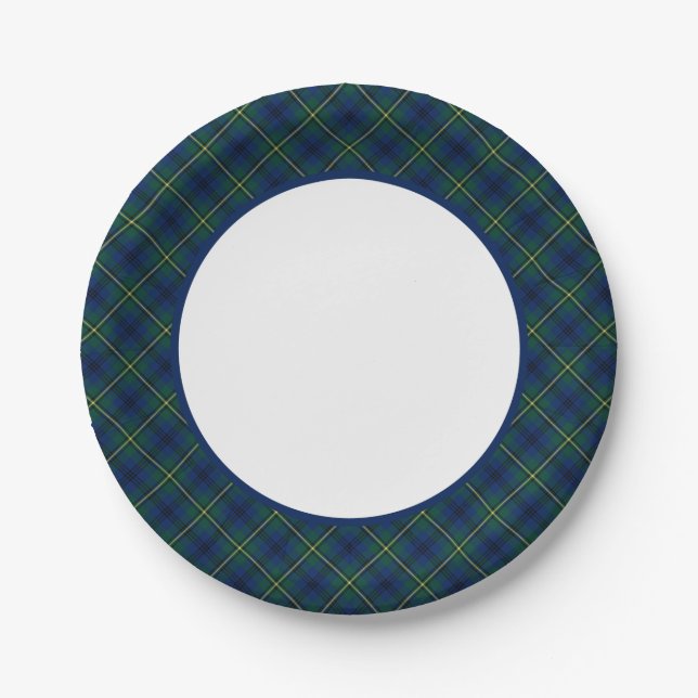 Clan Johnston Tartan Border Paper Plates (Front)