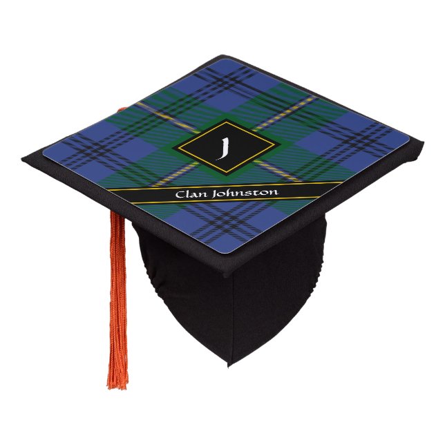 Clan Johnston Tartan Graduation Cap Topper (Angled)