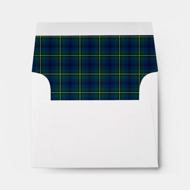 Clan Johnston Tartan Green and Royal Blue Plaid Envelope (Back (Bottom))