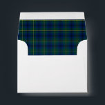 Clan Johnston Tartan Green and Royal Blue Plaid Envelope<br><div class="desc">Envelopes with plaid liner feature the Johnston family clan tartan pattern. Traditional vintage Scottish plaid from 1842 in blue and green,  with black and yellow accents. Matching personalized stationery and return address labels available.</div>