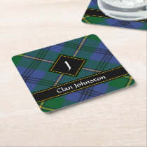 Clan Johnston Tartan Square Paper Coaster