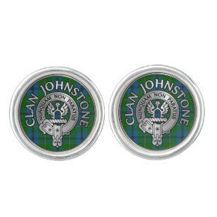 Clan Johnstone Crest & Tartan Cufflinks