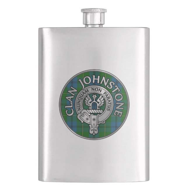 Clan Johnstone Crest & Tartan Flask (Front)