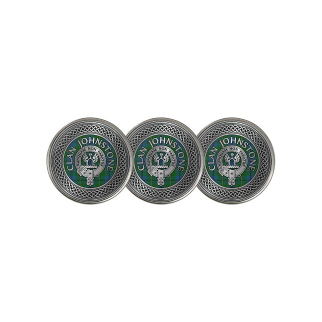 Clan Johnstone Crest & Tartan Knot Golf Ball Marker (3 Up)