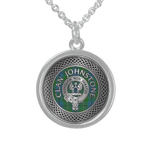 Clan Johnstone Crest  Tartan Knot Sterling Silver Necklace