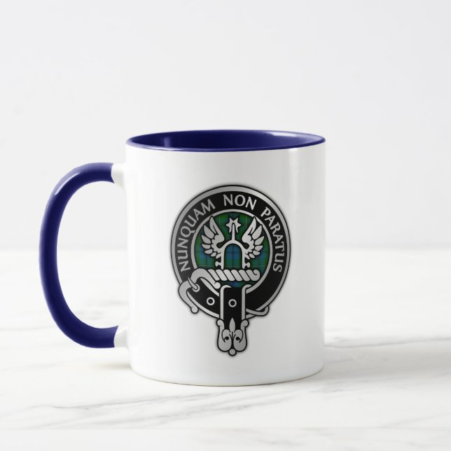 Clan Johnstone Crest & Tartan Mug (Left)