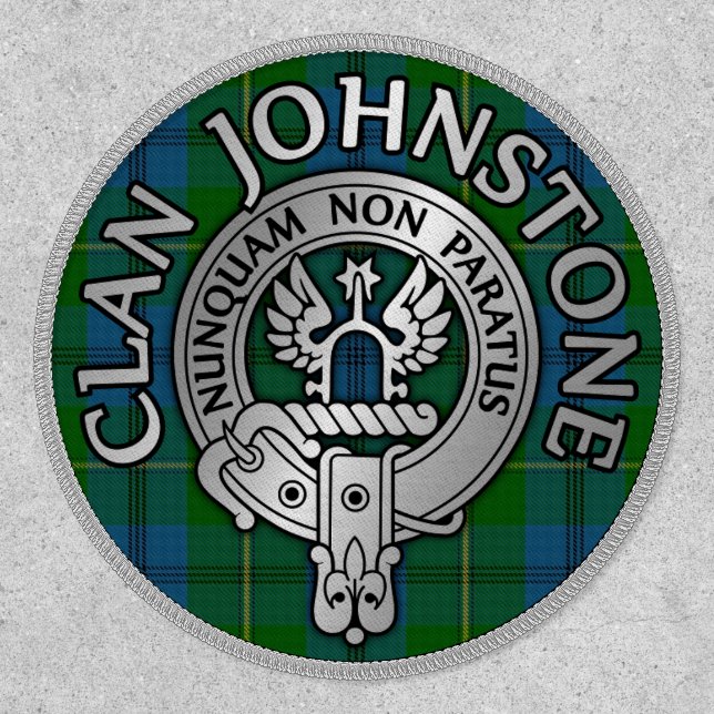 Clan Johnstone Crest & Tartan Shield Patch (Front)