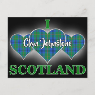 Clan Johnstone I Love Scotland Tartan Heart Postcard