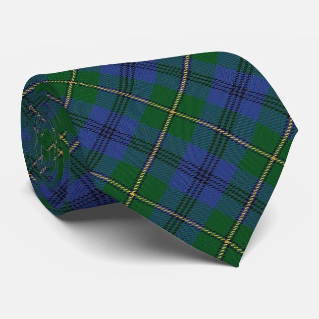 Clan Johnstone Johnston Letter J Monogram Tartan Neck Tie (Rolled)