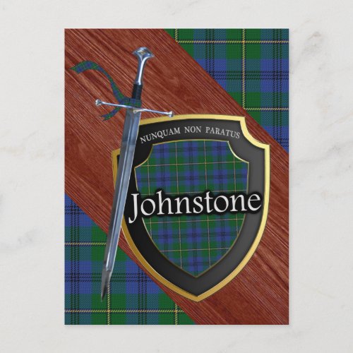 Clan Johnstone Tartan Sword  Shield Postcard