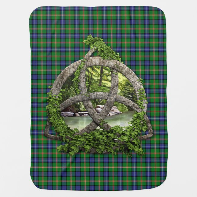 Clan Jones Tartan Celtic Trinity Receiving Blanket (Front)