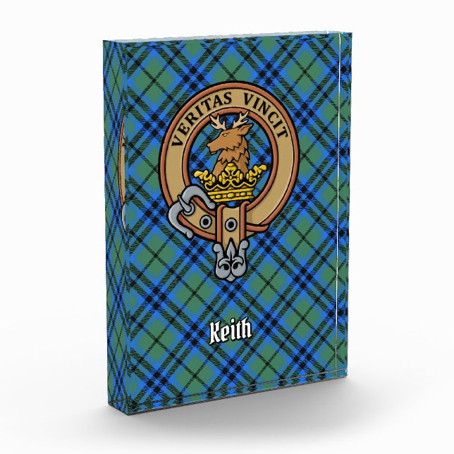Clan Keith Crest over Tartan Acrylic Award (Left)
