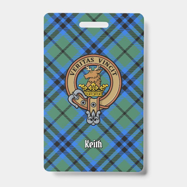Clan Keith Crest over Tartan Badge (Front)
