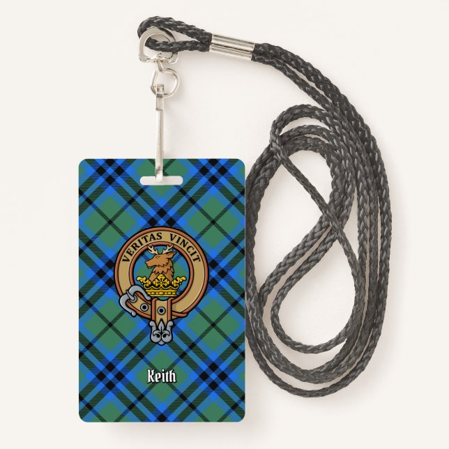 Clan Keith Crest over Tartan Badge (Front with Lanyard)