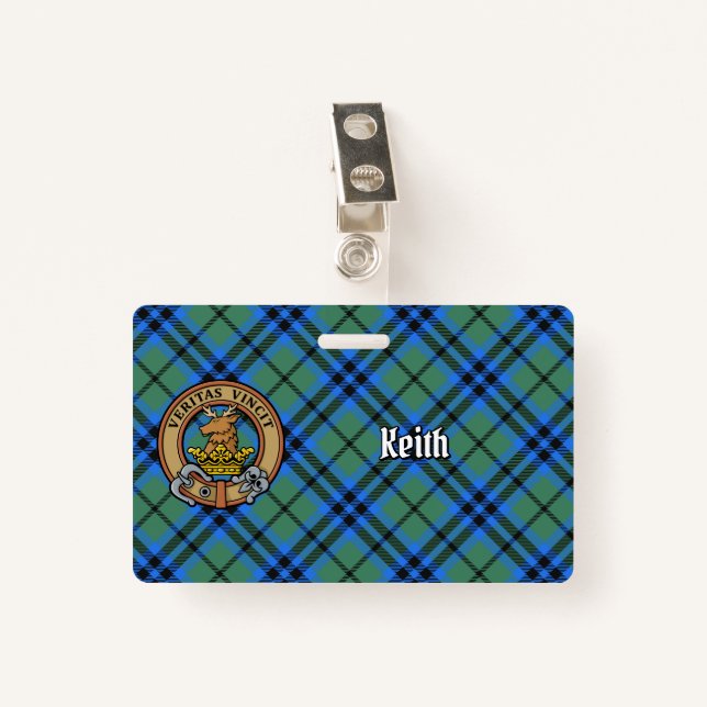 Clan Keith Crest over Tartan Badge (Front with Clip)