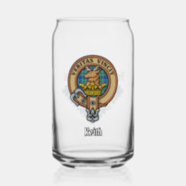 Clan Keith Crest over Tartan Can Glass