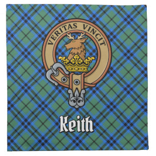 Clan Keith Crest over Tartan Cloth Napkin