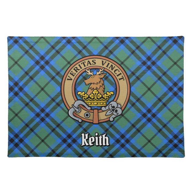 Clan Keith Crest over Tartan Cloth Placemat (Front)