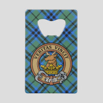 Clan Keith Crest over Tartan Credit Card Bottle Opener