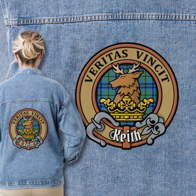 Clan Keith Crest over Tartan Denim Jacket (Creator Uploaded)