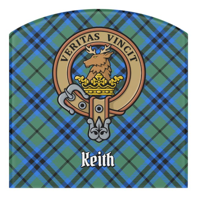 Clan Keith Crest over Tartan Door Sign (Contour Front)