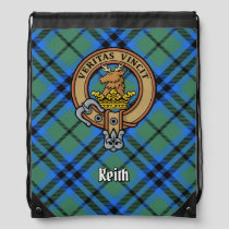 Clan Keith Crest over Tartan Drawstring Bag