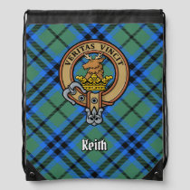 Clan Keith Crest over Tartan Drawstring Bag