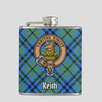 Clan Keith Crest over Tartan Flask