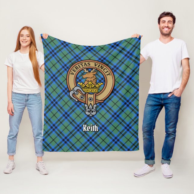 Clan Keith Crest over Tartan Fleece Blanket (In Situ)