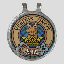 Clan Keith Crest over Tartan Golf Hat Clip