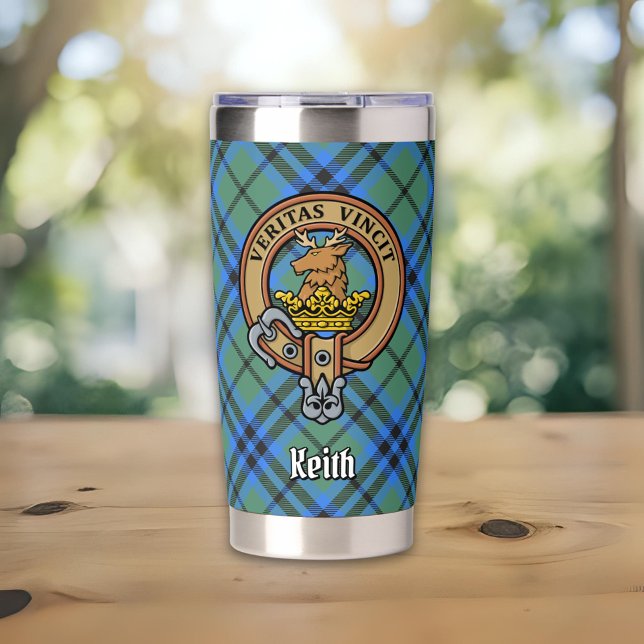 Clan Keith Crest over Tartan Insulated Tumbler (Creator Uploaded)