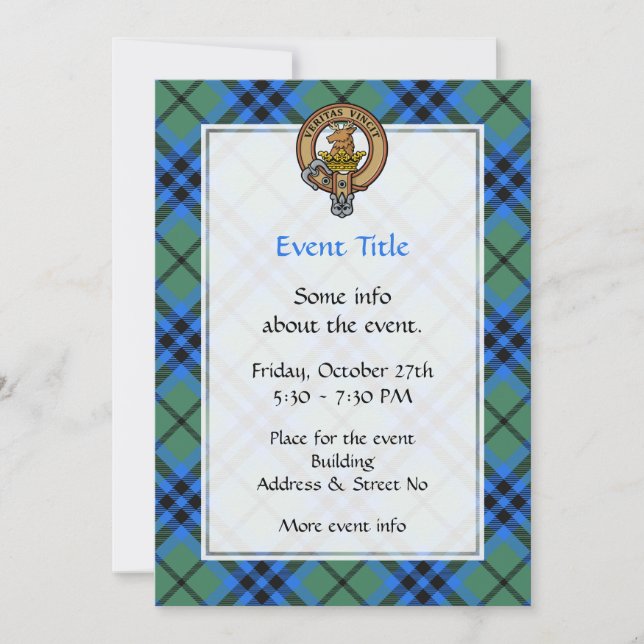 Clan Keith Crest over Tartan Invitation (Front)