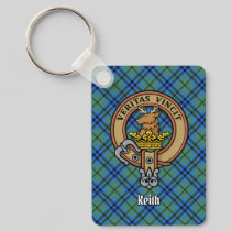 Clan Keith Crest over Tartan Keychain