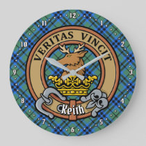 Clan Keith Crest over Tartan Large Clock