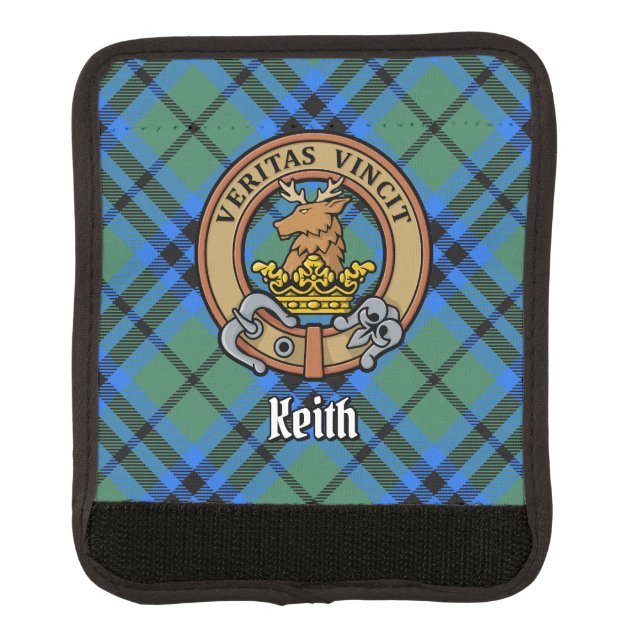 Clan Keith Crest over Tartan Luggage Handle Wrap (Front)