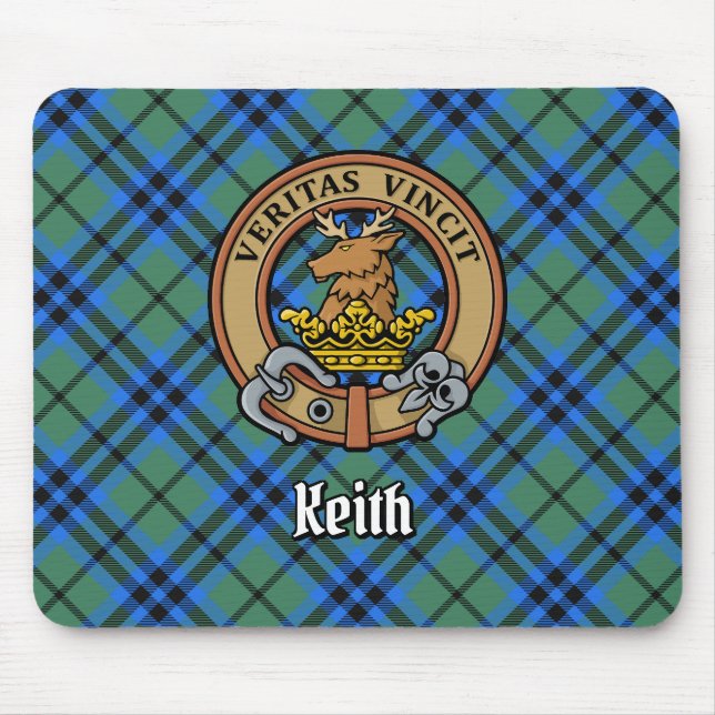 Clan Keith Crest over Tartan Mouse Pad (Front)