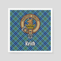 Clan Keith Crest over Tartan Napkins