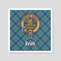 Clan Keith Crest over Tartan Napkins