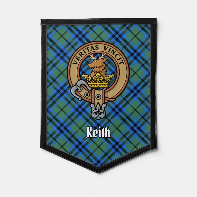 Clan Keith Crest over Tartan Pennant (Front)