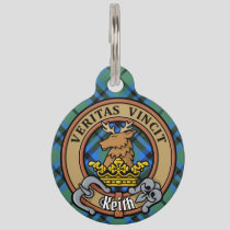 Clan Keith Crest over Tartan Pet ID Tag