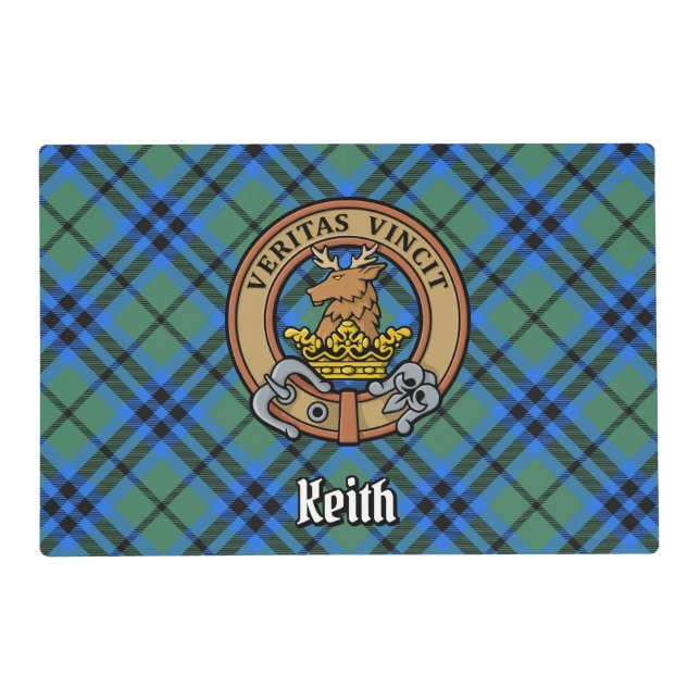 Clan Keith Crest over Tartan Placemat (Front)