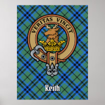 Clan Keith Crest over Tartan Poster
