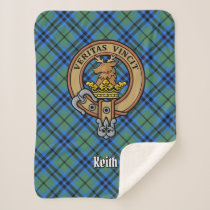 Clan Keith Crest over Tartan Sherpa Blanket