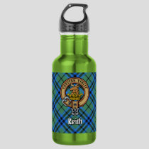 Clan Keith Crest over Tartan Stainless Steel Water Bottle